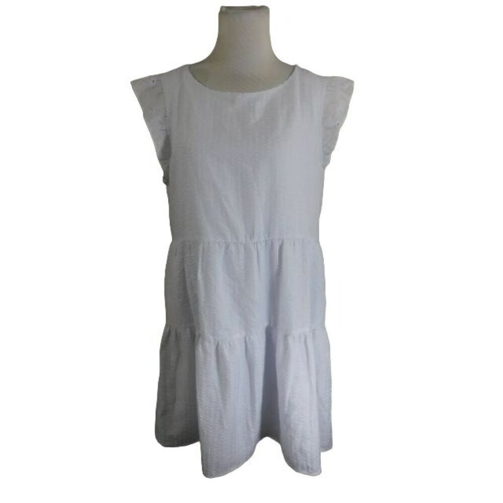 Chetta B. Size XL White Lined Eyelet Designer Boho Dress